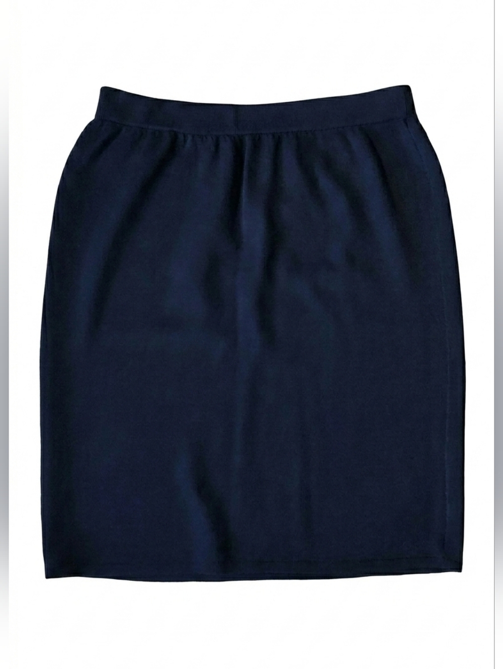 St. John Navy Stretch Knit Pencil Skirt